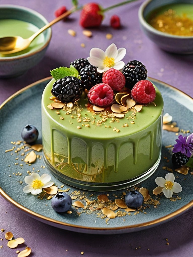 The Blossoming Beauty: A Matcha Jasmine Mousse with Almond Creme Brulee ...