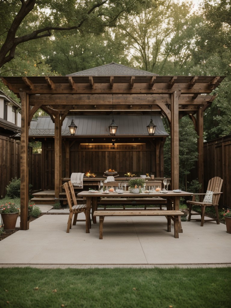 rustic-backyard-design-charming-wooden-pergola-cozy-outdoor-seating-area-perfect-hosting-al-fresco-dinners