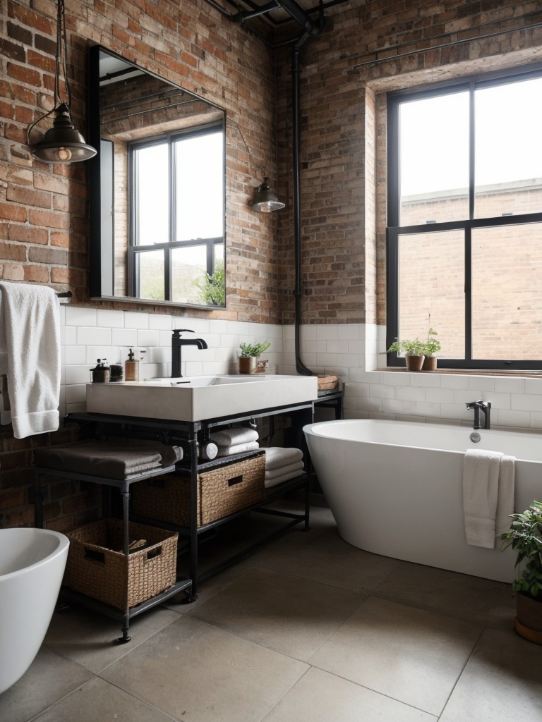 industrial-bathroom-ideas-exposed-brick-metal-fixtures-raw-unfinished-look-trendy-urban-vibe