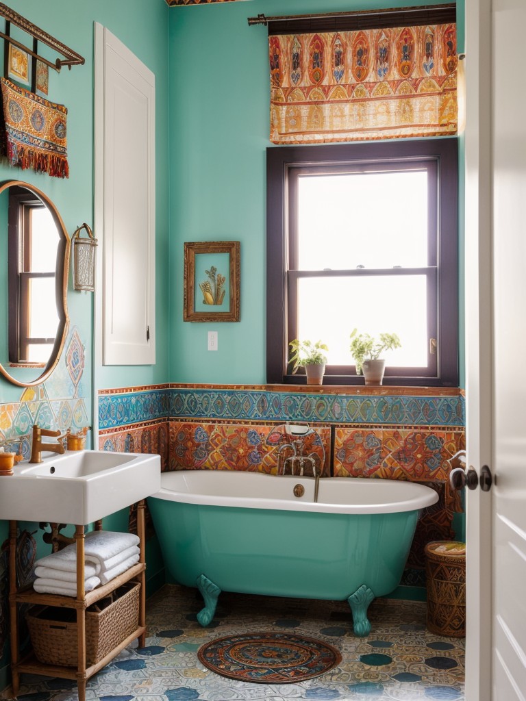 bohemian-bathroom-ideas-vibrant-colors-eclectic-patterns