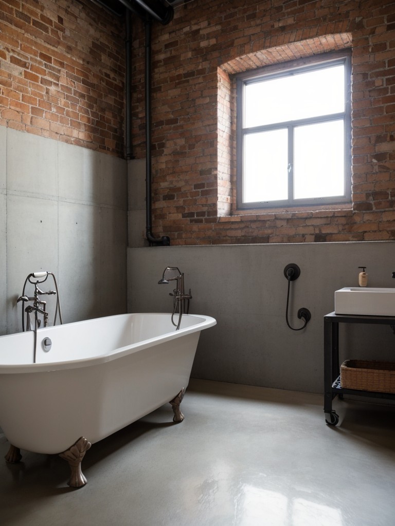 industrial-bathroom-ideas-exposed-brick-walls-concrete-floors-minimalist-furnishings