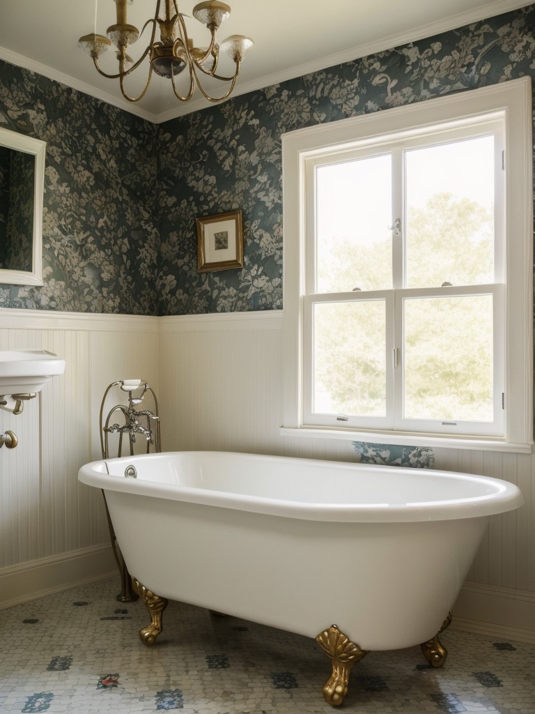 vintage-bathroom-ideas-clawfoot-tub-retro-wallpaper-antique-fixtures