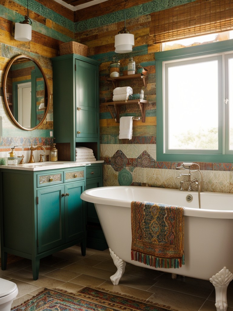 bohemian-bathroom-ideas-vibrant-colors-eclectic-patterns-natural-materials-whimsical-relaxed-atmosphere