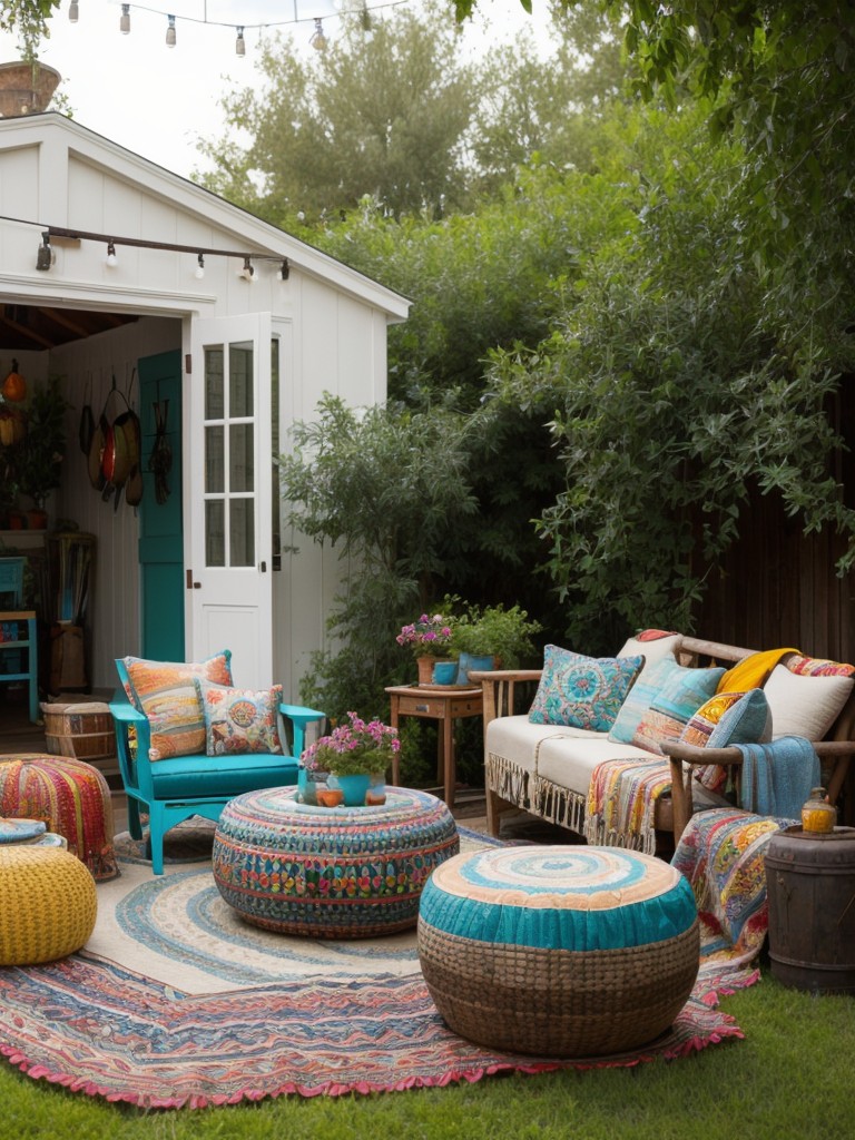 bohemian-backyard-ideas-colorful-textiles-eclectic-furniture-quirky-outdoor-art-installation-free-spirited-vibe