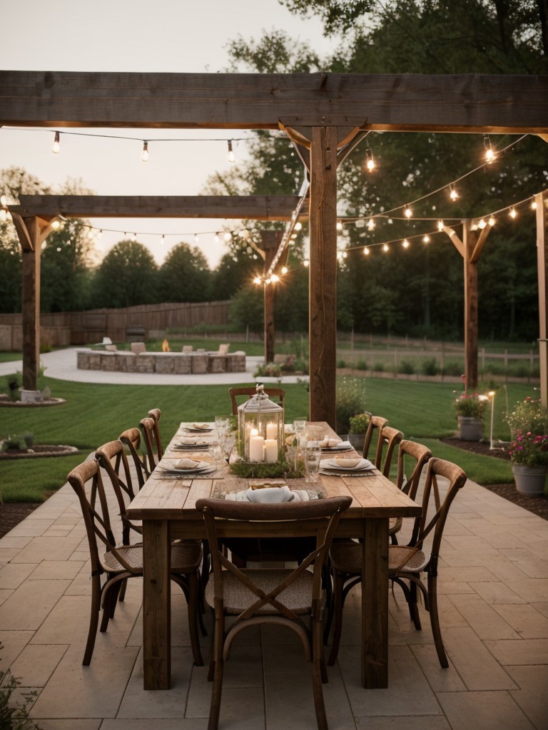 farmhouse-backyard-transformation-ideas-rustic-dining-area-wooden-pergola-charming-string-lights-cozy-country-feel