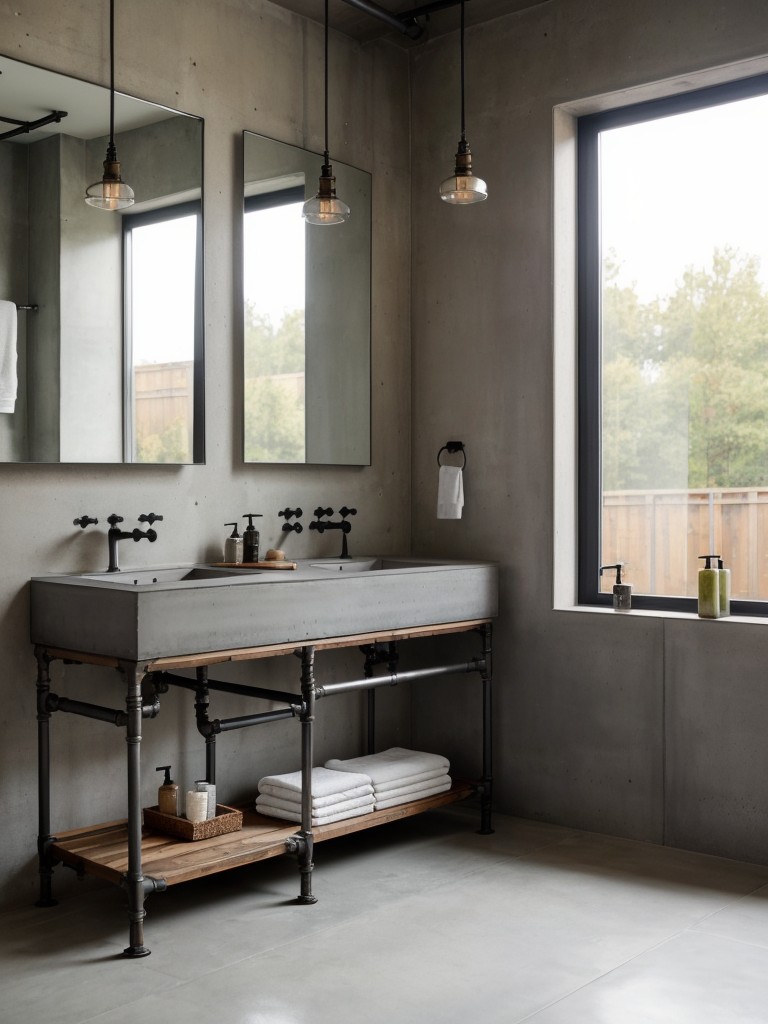 industrial-bathroom-ideas-exposed-pipes-concrete-elements-showcasing-steel-vanity-pendant-lighting
