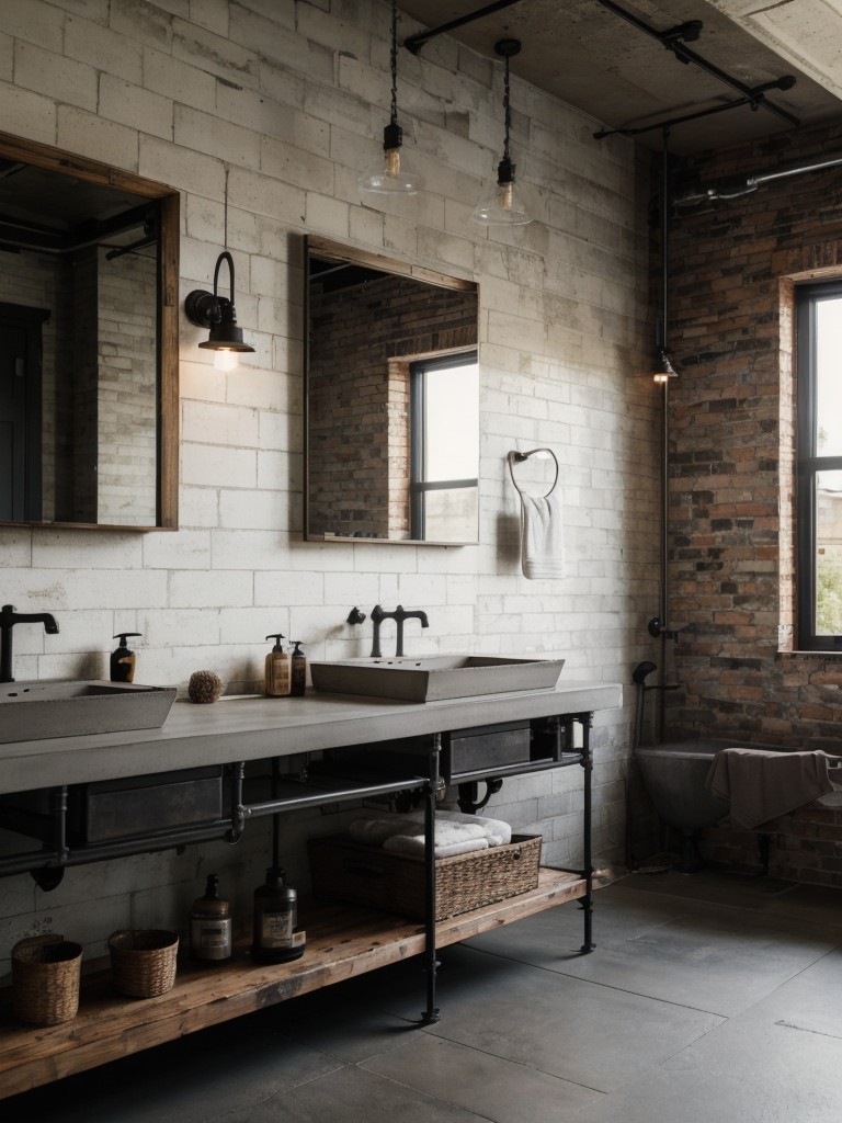 industrial-bathroom-ideas-incorporating-exposed-brick-concrete-countertops-salvaged-materials-rugged-edgy-aesthetic