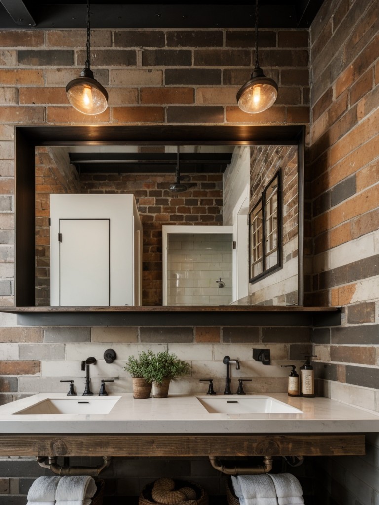 industrial-bathroom-ideas-highlighting-exposed-brick-metal-fixtures-reclaimed-wood-elements-raw-urban-feel