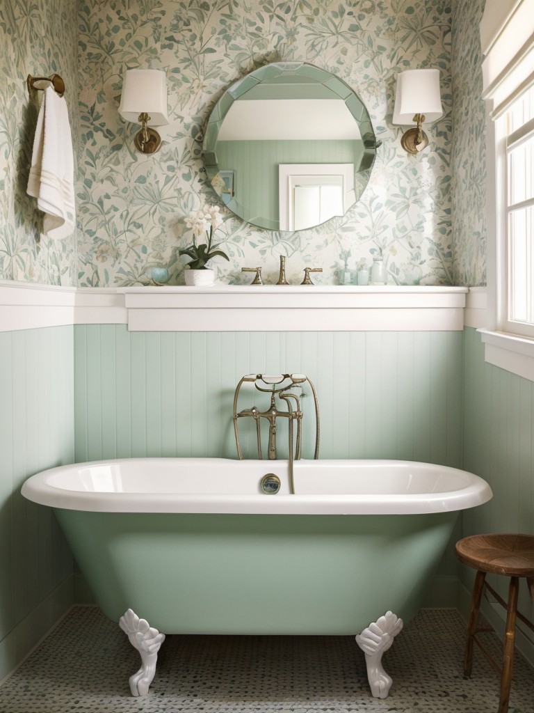 vintage-bathroom-ideas-retro-inspired-fixtures-pastel-color-palettes-charming-nostalgic-aesthetic-think-clawfoot-tubs-patterned-wallpaper-vintage-mirr