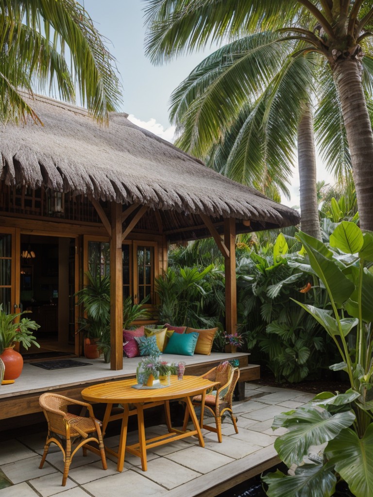 go-bold-tropical-backyard-design-incorporating-vibrant-colors-lush-plants-thatched-roof-tiki-bar