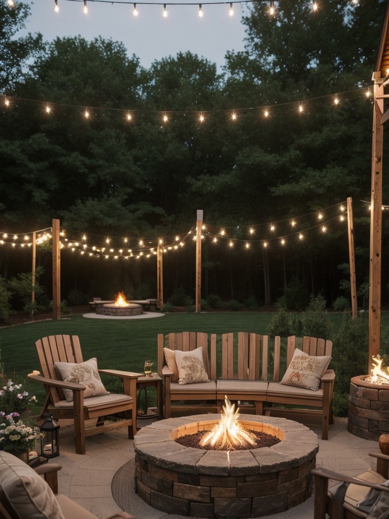 transform-your-backyard-into-cozy-outdoor-living-space-rustic-theme-complete-fire-pit-comfortable-seating-string-lights