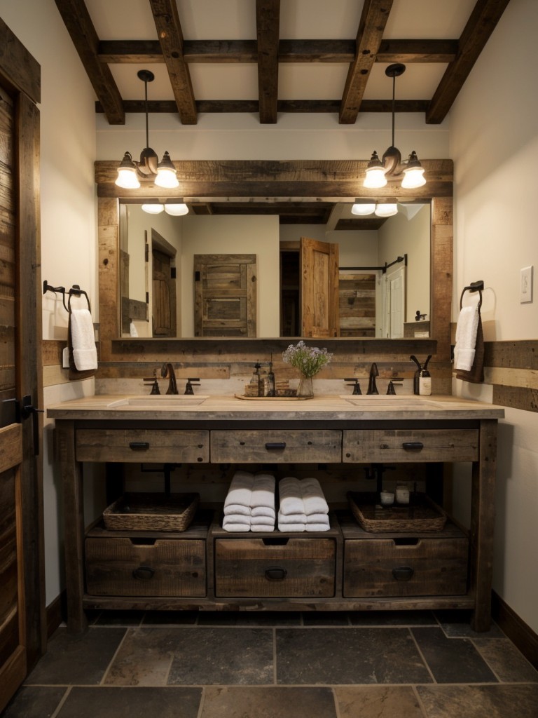rustic-bathroom-ideas-reclaimed-wood-accents-stone-tile-flooring-vintage-inspired-fixtures
