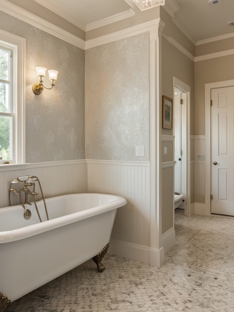 traditional-bathroom-ideas-classic-fixtures-elegant-wallpaper-ornate-details-like-crown-molding