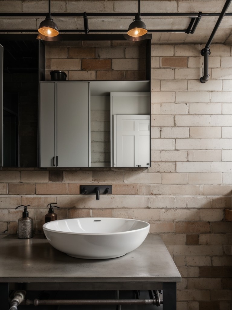 industrial-bathroom-design-ideas-that-feature-exposed-brick-walls-concrete-countertops-metal-fixtures-unique-edgy-look