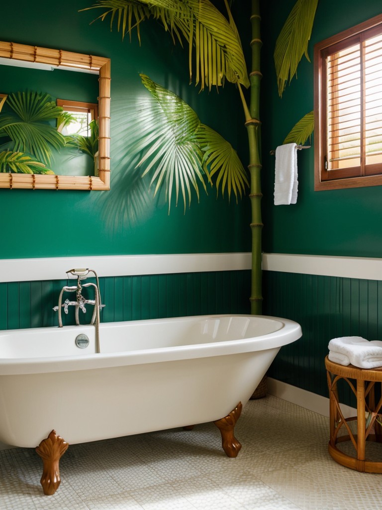 tropical-bathroom-ideas-tropical-leaf-patterns-bamboo-accents-vibrant-color-scheme-to-create-tropical-getaway-your-own-home