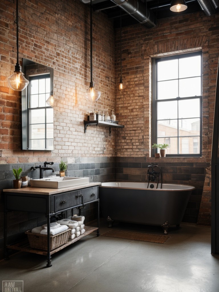 industrial-bathroom-designs-exposed-brick-walls-metal-finishes-vintage-light-fixtures-giving-trendy-urban-look