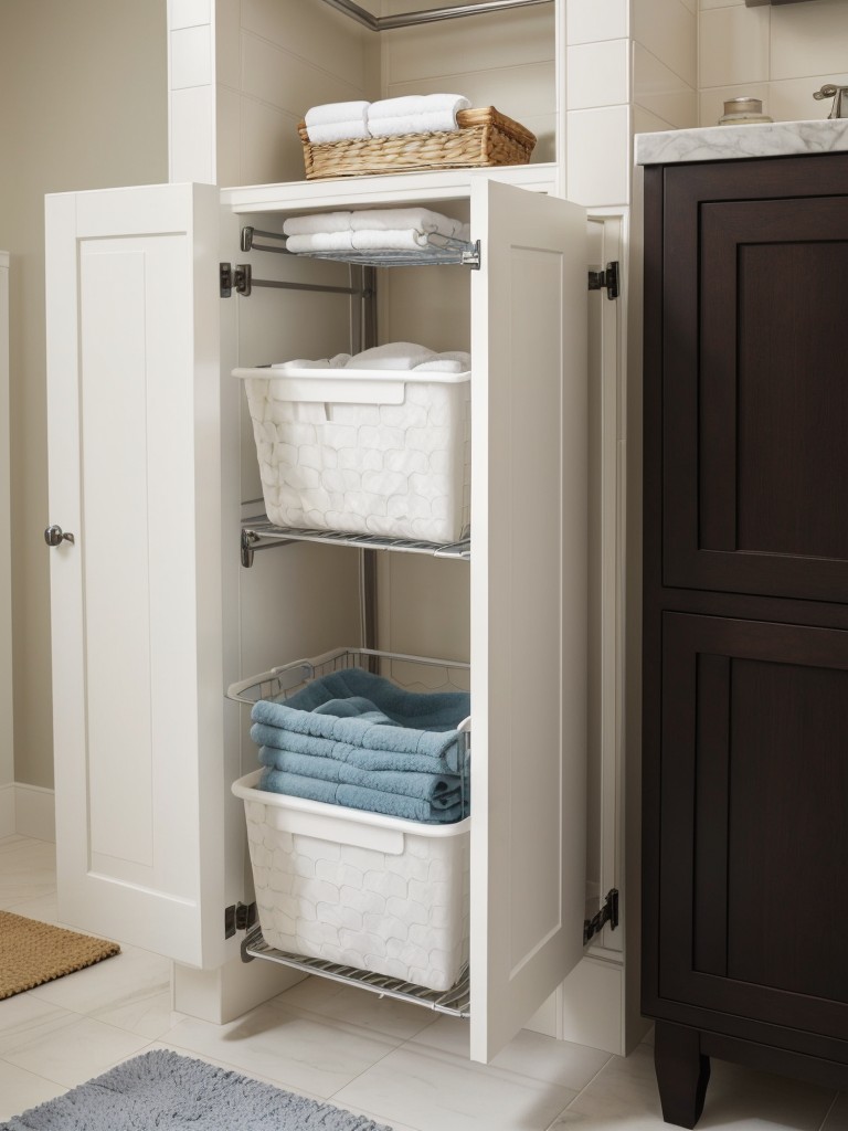 install-built-laundry-hamper-discreet-pull-out-hamper-to-keep-dirty-clothes-out-sight-while-maintaining-tidy-bathroom