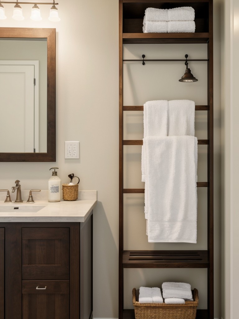 use-wall-mounted-hooks-towel-ladder-to-hang-towels-robes-saving-valuable-space-cabinets-towel-bars