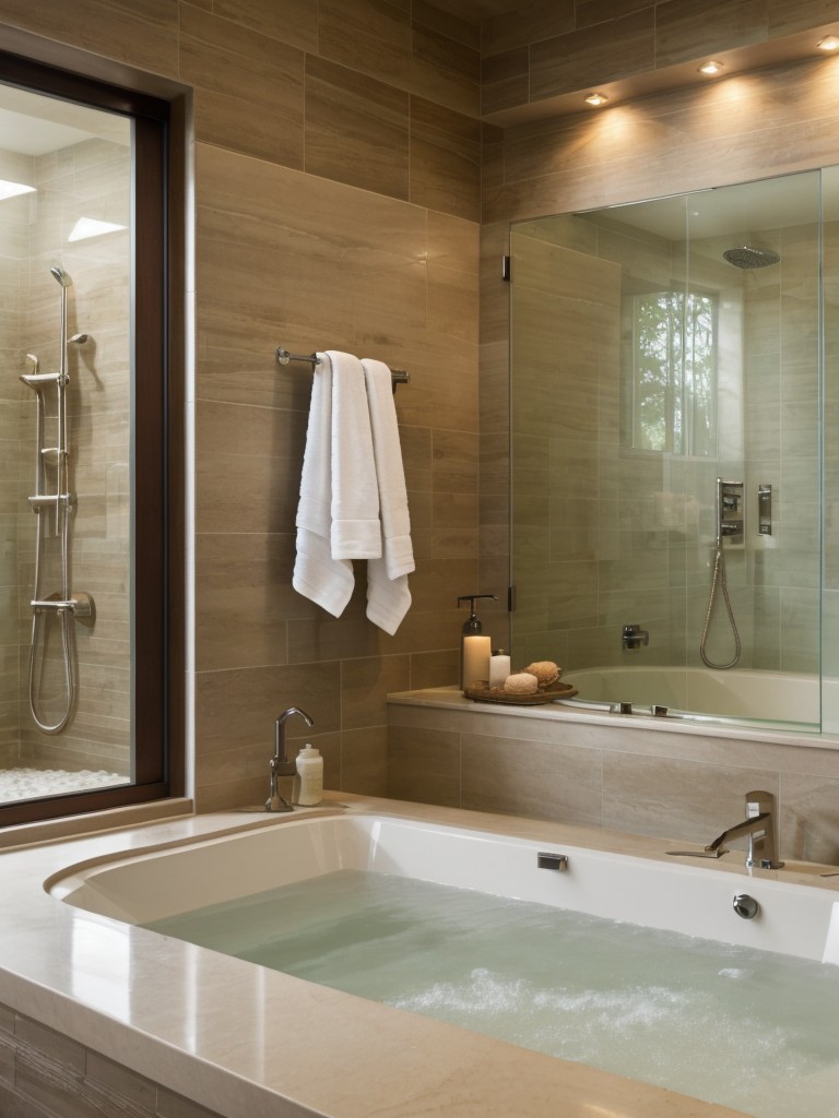 spa-inspired-bathroom-ideas-natural-materials-calming-colors-luxurious-amenities-such-rain-showerhead-soaking-tub