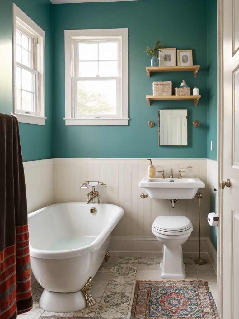 eclectic-bathroom-ideas-mix-different-design-styles-bold-colors-unique-accessories-quirky-personalized-space
