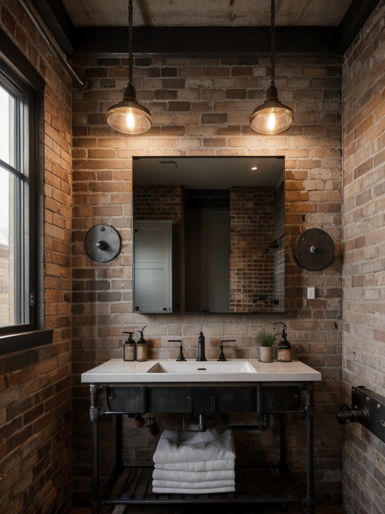 industrial-bathroom-ideas-exposed-brick-walls-metal-fixtures-utilitarian-accessories-rugged-edgy-look
