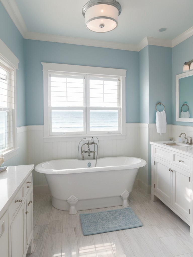 coastal-bathroom-ideas-nautical-accents-seashell-decor-light-blue-white-color-palette-beachy-relaxing-atmosphere