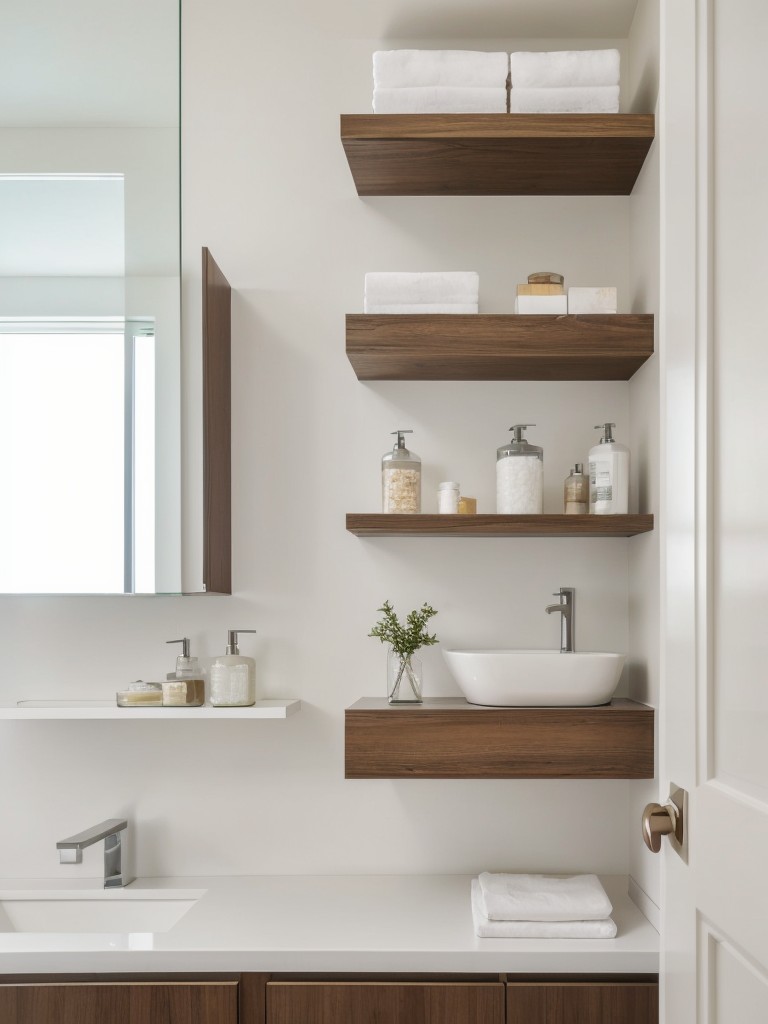 contemporary-bathroom-design-ideas-sleek-fixtures-minimalist-decor-using-floating-shelves-built-cabinets-efficient-storage