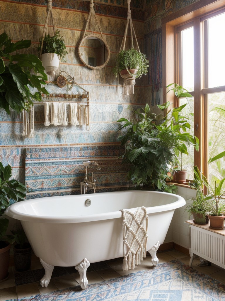bohemian-bathroom-ideas-free-spirited-eclectic-style-vibrant-patterns-incorporating-macrame-decor-hanging-plants
