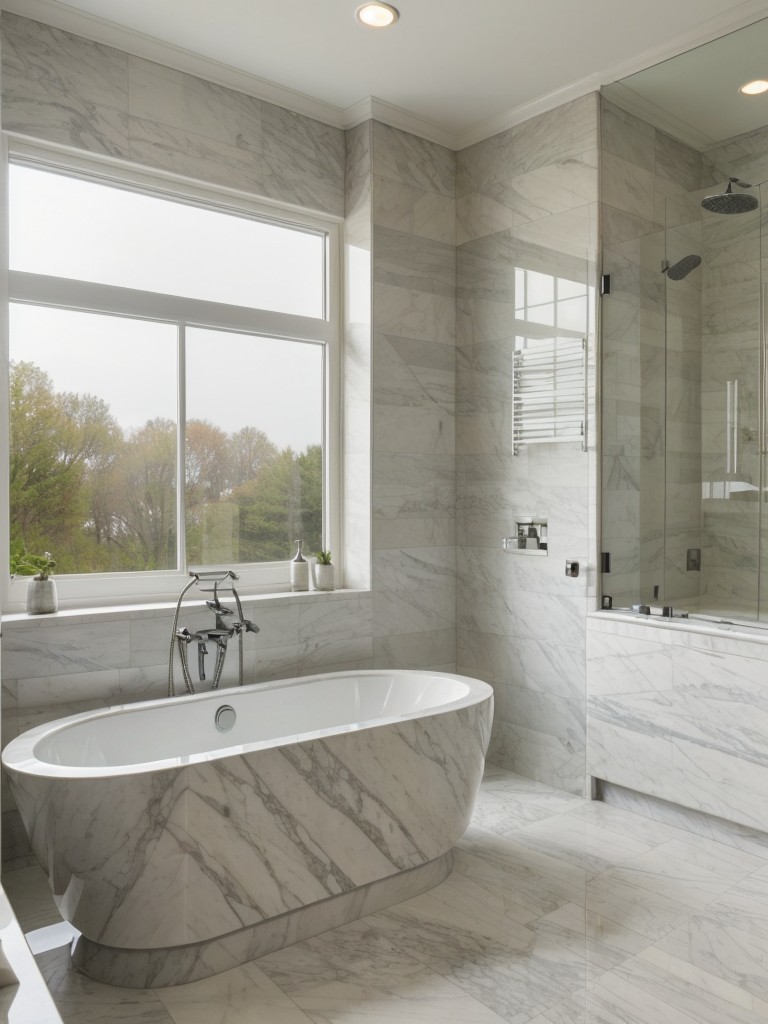 luxurious-bathroom-ideas-marble-finishes-spa-like-atmosphere-including-rain-showerhead-freestanding-soaking-tub