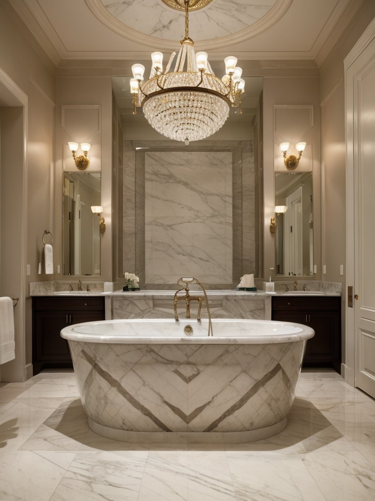 luxury-bathroom-ideas-elegant-marble-countertops-chandelier-lighting-freestanding-bathtub-touch-opulence-grandeur