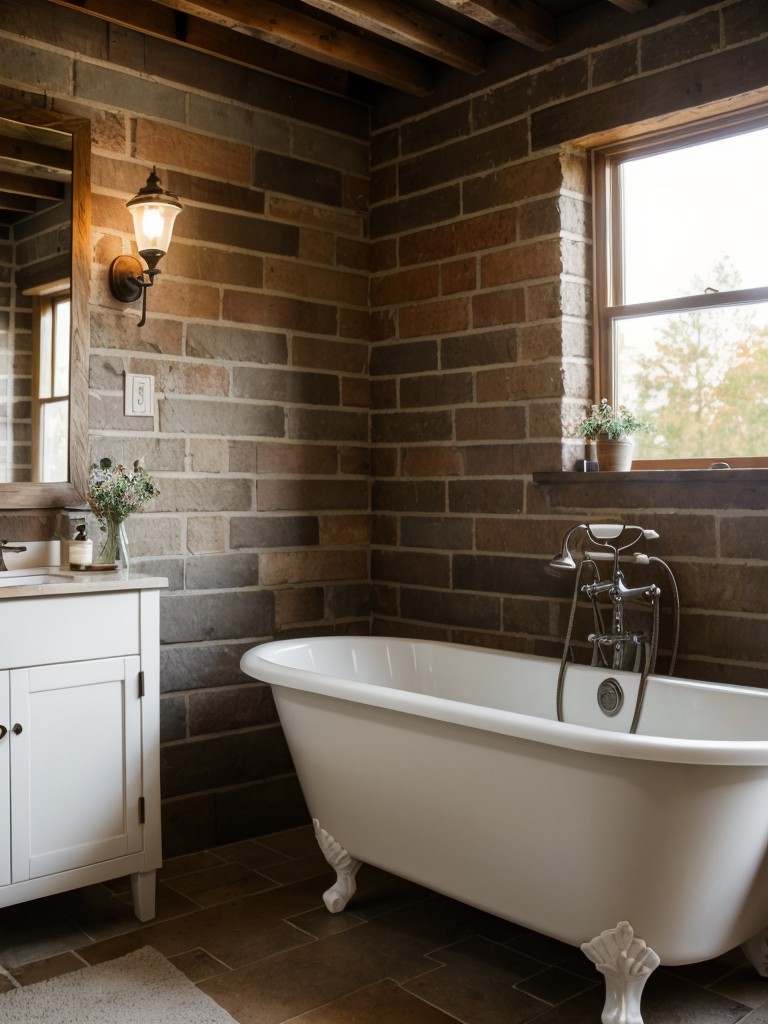 rustic-bathroom-ideas-exposed-brick-walls-vintage-fixtures-wooden-furniture-warm-charming-ambiance-reminiscent-countryside-retreat