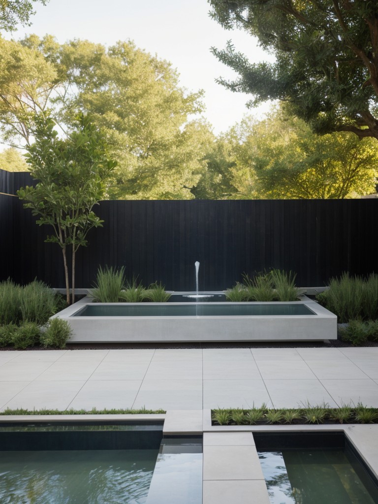 incorporating-sleek-outdoor-furniture-minimalist-water-feature-geometric-planters