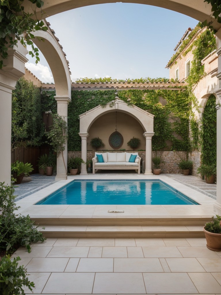 mediterranean-backyard-design-ideas-inspired-coastal-regions-featuring-tiled-pool-covered-patio-arches-pergola-adorned-hanging-plants