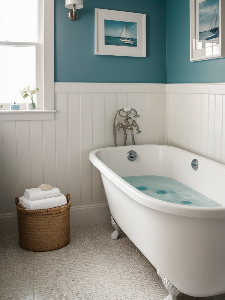 beach-themed-bathroom-ideas-coastal-colors-nautical-decor-elements-such-seashell-accessories-boat-shaped-bathtub