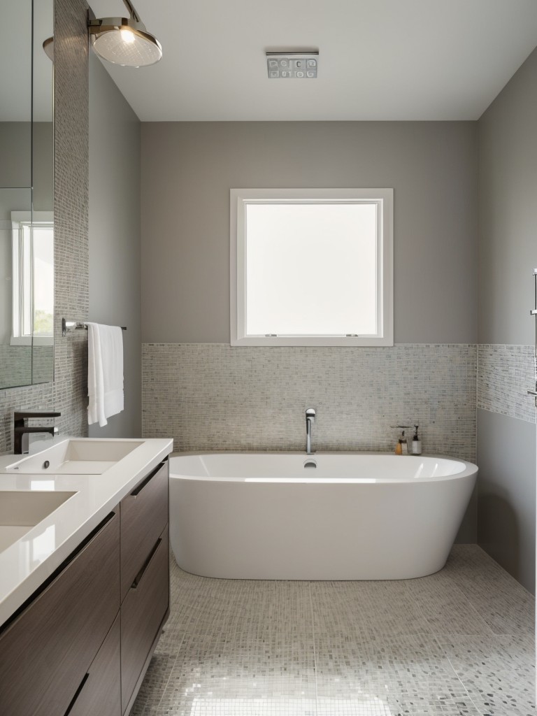 contemporary-bathroom-ideas-sleek-design-bold-accents-touch-uniqueness-incorporating-statement-lighting-fixture-geometric-tiles