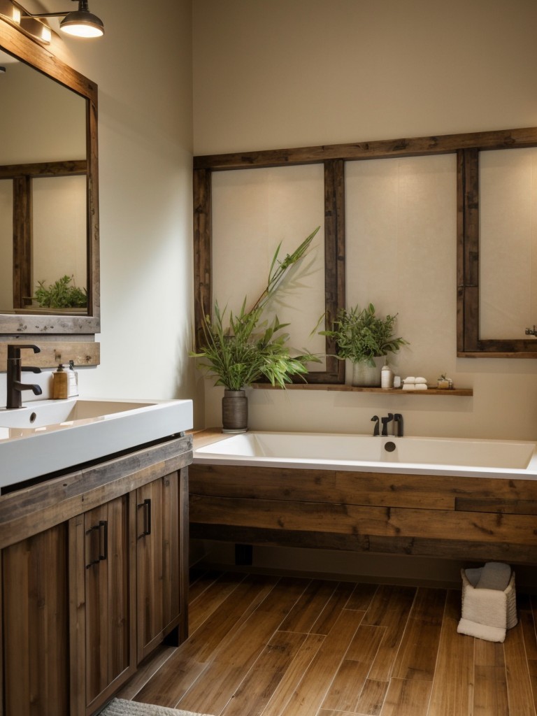 organic-bathroom-ideas-natural-materials-earthy-color-palette-plant-accents-incorporating-bamboo-flooring-pebble-shower-floors