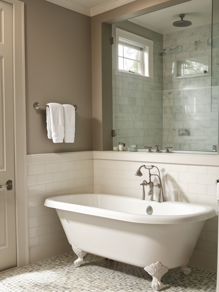 transitional-bathroom-ideas-mix-modern-traditional-elements-neutral-color-palette-timeless-decor-incorporating-subway-tile-freestanding-bathtub
