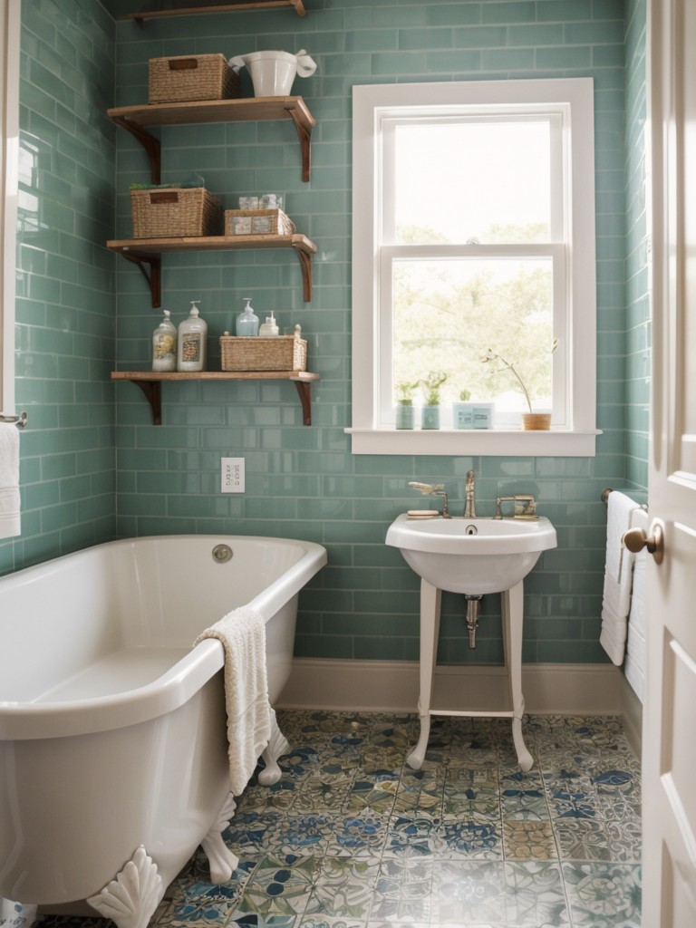 eclectic-bathroom-ideas-mix-match-patterns-colorful-tile-designs-unique-vintage-pieces