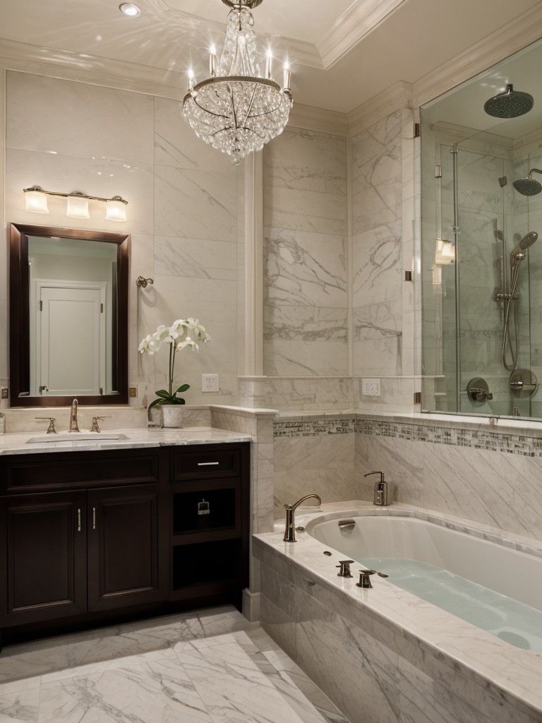 glamorous-bathroom-ideas-crystal-chandeliers-marble-countertops-mirrored-accents