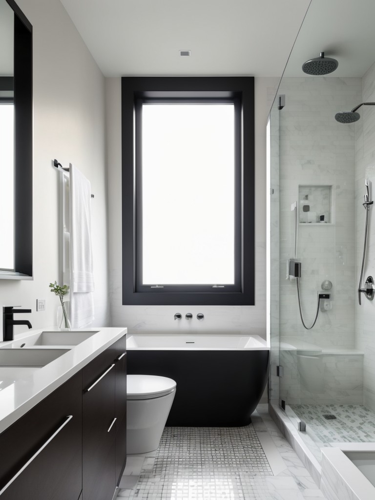 contemporary-bathroom-ideas-bold-geometric-patterns-sleek-fixtures-monochromatic-color-scheme