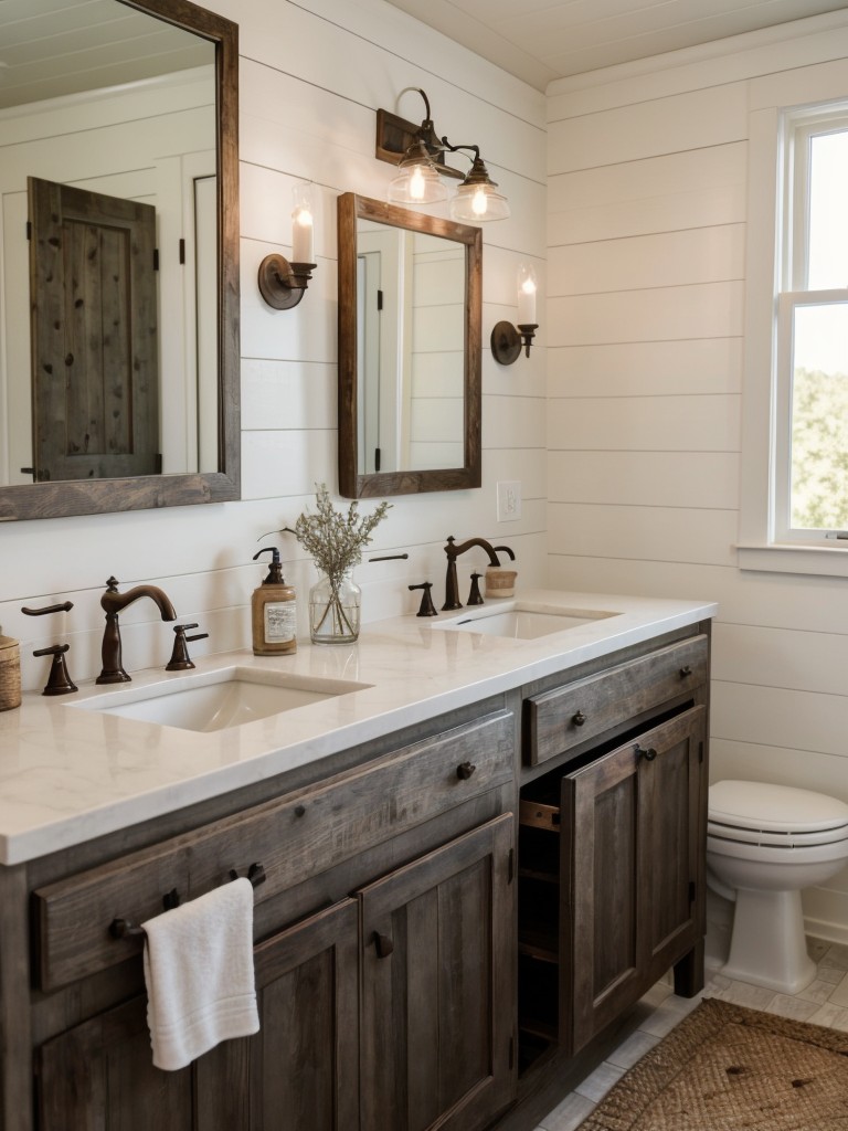 farmhouse-bathroom-ideas-white-shiplap-walls-vintage-inspired-fixtures-rustic-wood-accents