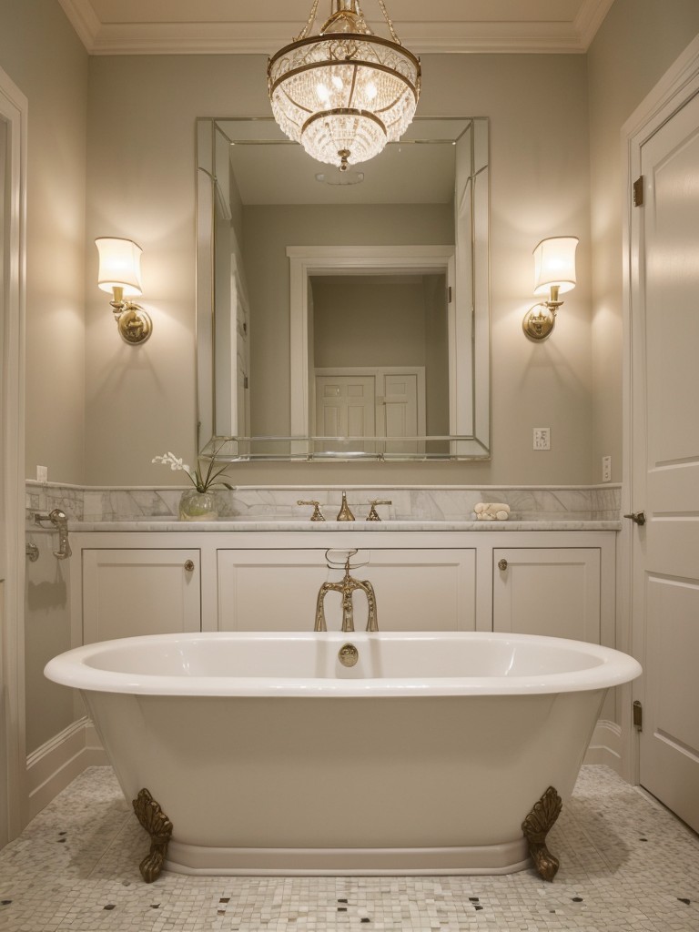 embrace-elegance-traditional-bathroom-intricate-tile-patterns-pedestal-sinks-vintage-chandeliers