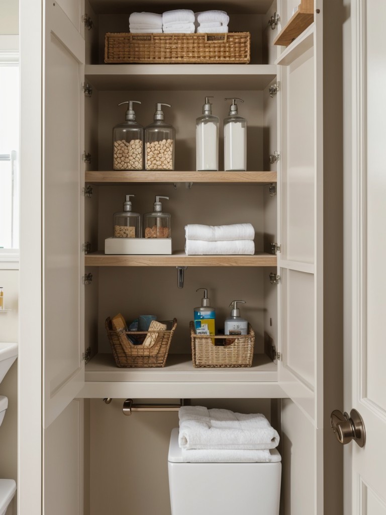 utilize-vertical-space-installing-floating-shelves-wall-mounted-cabinets-additional-storage-small-bathroom