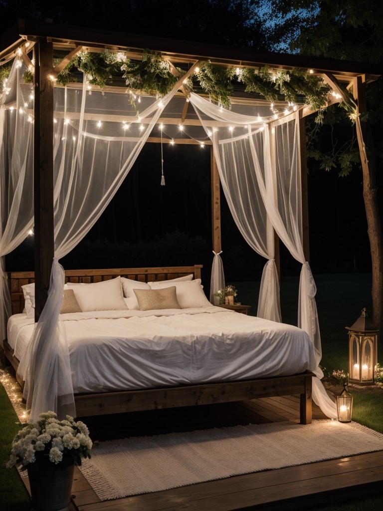 romantic-backyard-retreat-ideas-canopy-bed-fairy-lights-fragrant-flowers-dreamy-intimate-ambiance