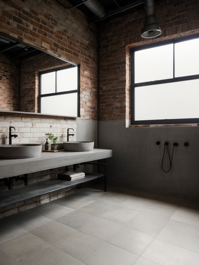 industrial-bathroom-style-incorporating-exposed-brick-walls-concrete-countertops-metal-fixtures-contemporary-edgy-look