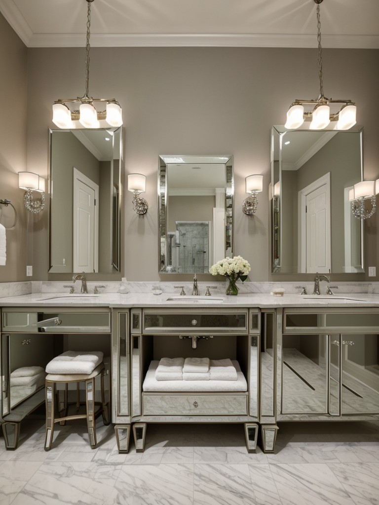 glamorous-bathroom-decor-ideas-crystal-chandelier-freestanding-vanity-mirrored-accents-adding-touch-elegance-luxury