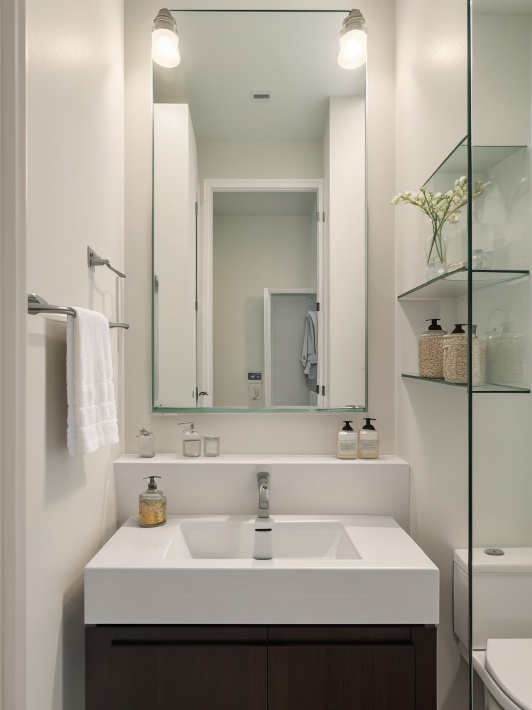 small-bathroom-design-ideas-to-maximize-space-including-floating-shelves-pedestal-sink-mirrored-wall-to-create-illusion-larger-area