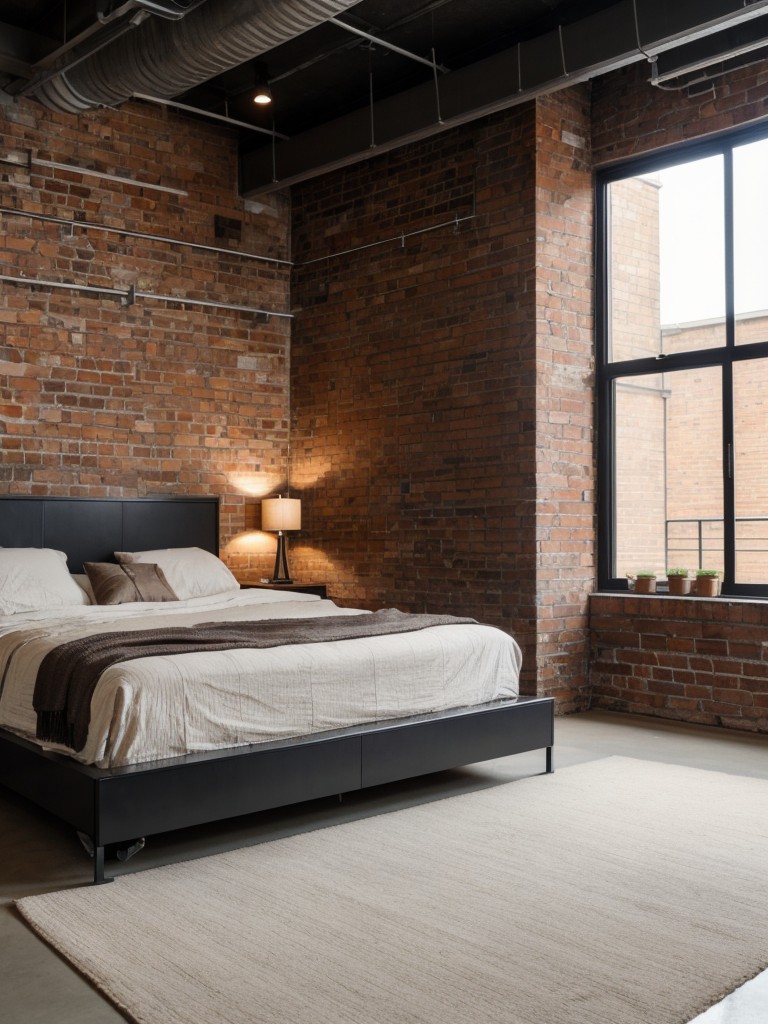 industrial-loft-bedroom-ideas-exposed-brick-walls-metal-accents-contemporary-furniture-trendy-urban-look