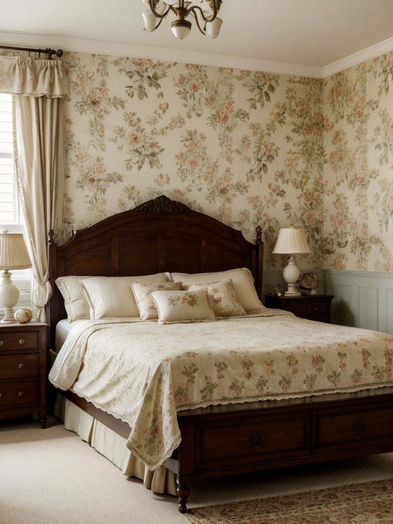 vintage-inspired-bedroom-ideas-antique-furniture-soft-floral-wallpaper-vintage-accessories-to-create-nostalgic-romantic-ambiance