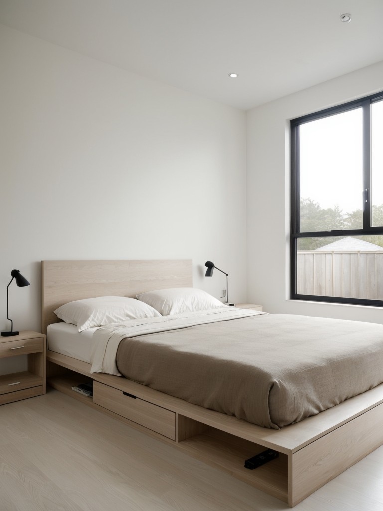 minimalist-bedroom-ideas-sleek-furniture-neutral-color-palette-using-platform-bed-minimalist-artwork-hidden-storage-solutions